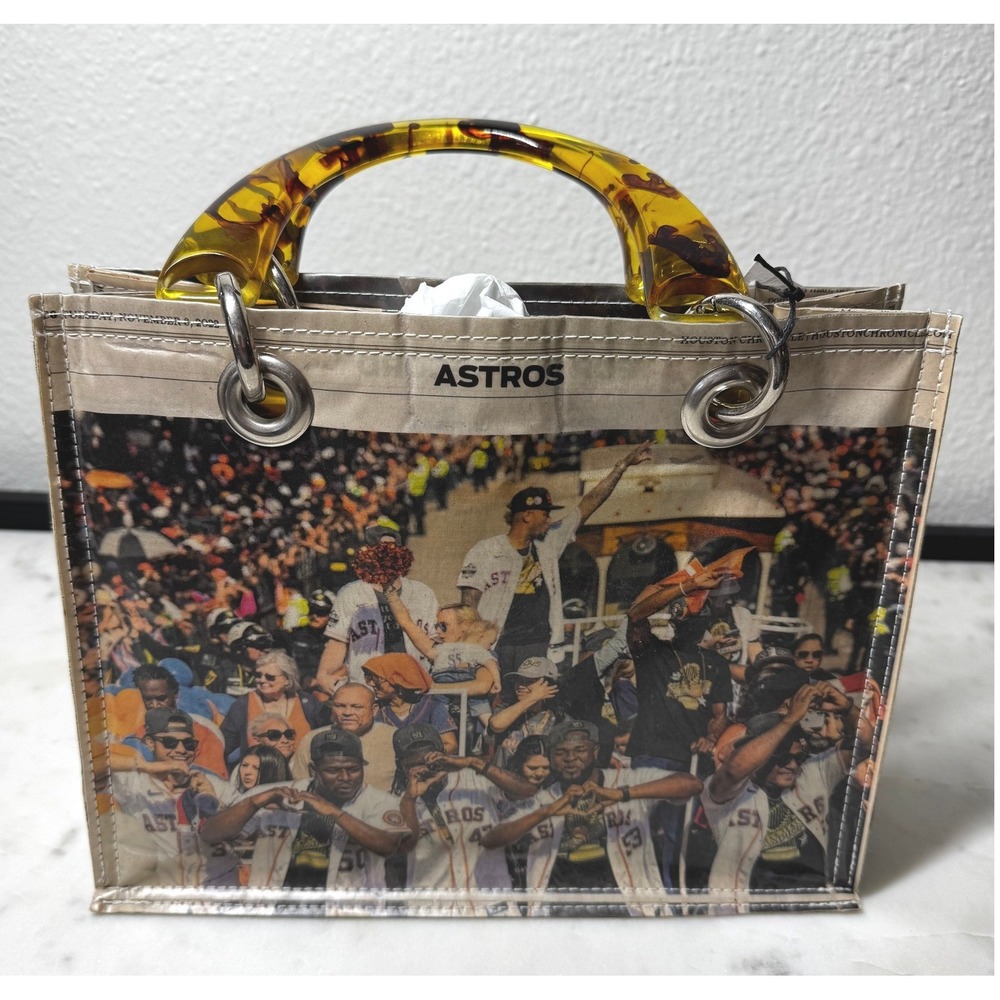 Couture Planet Houston Astros Newspaper Print Handbag Tortoiseshell Handles